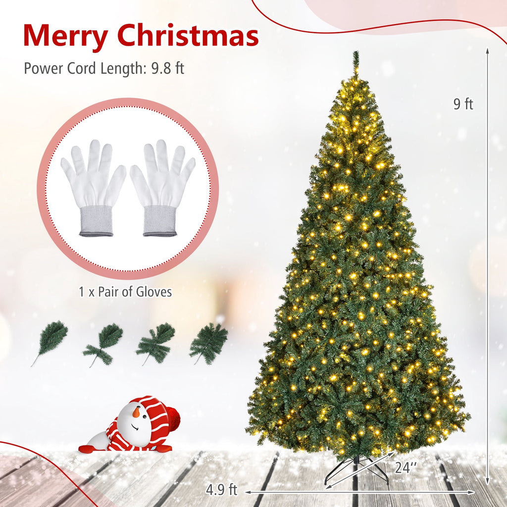 Costway 6Ft Pre-Lit Artificial Christmas Tree Hinged 350 LED Lights