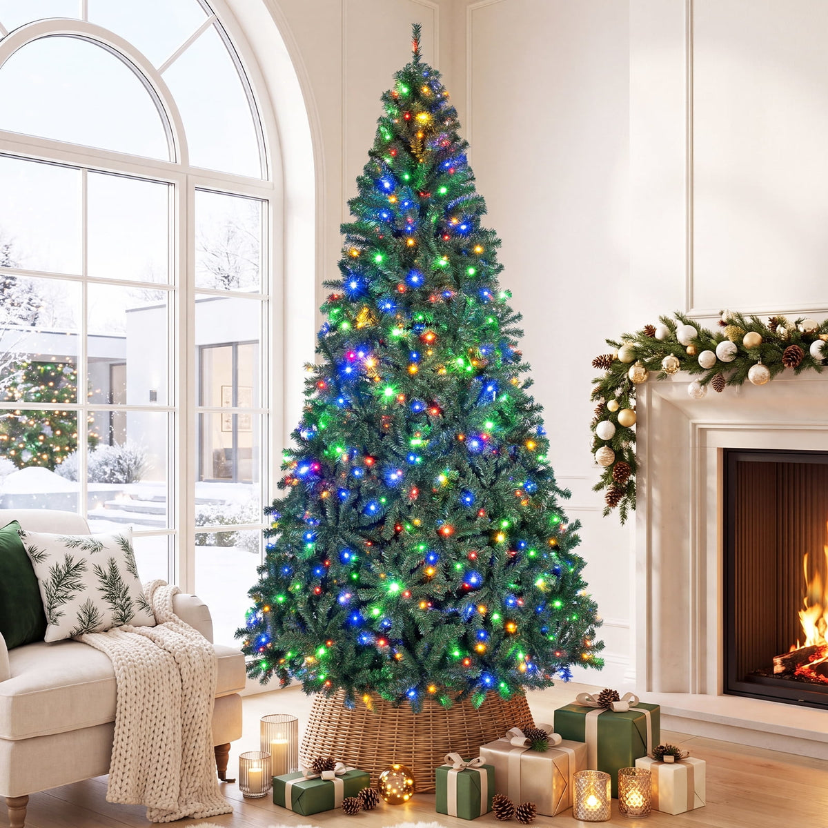 Costway 6Ft Pre-Lit Artificial Christmas Tree Hinged 350 LED Lights