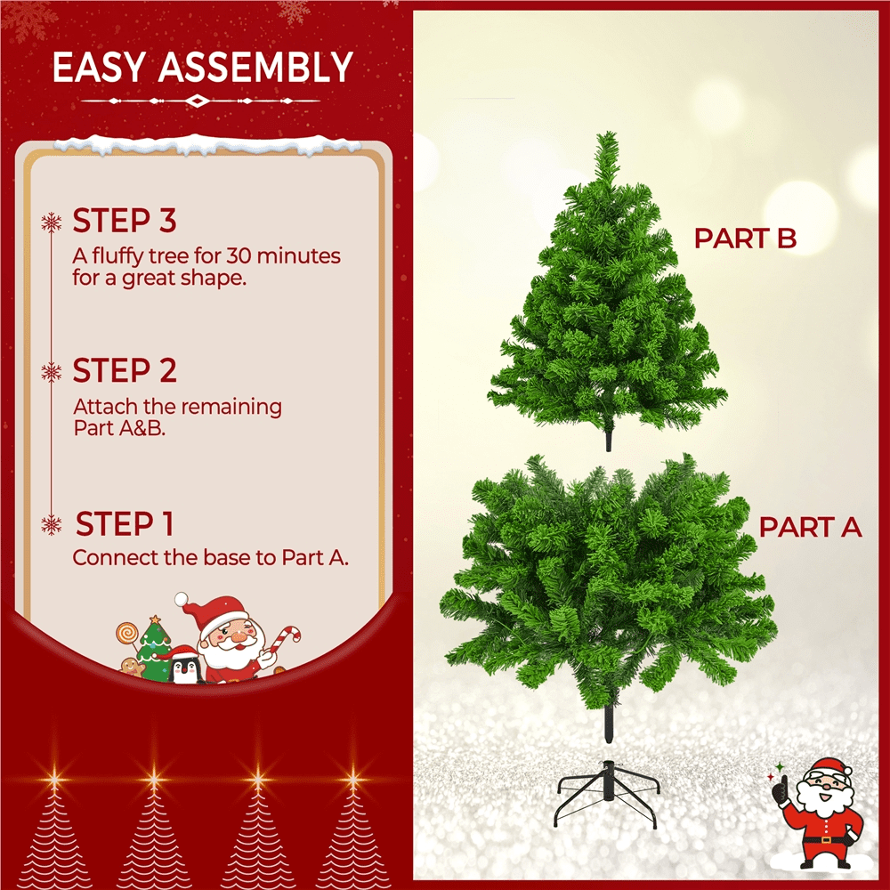 Alden Design 7.5 ft Pre-Lit Flocked Christmas Tree with Warm Lights, Frosted White