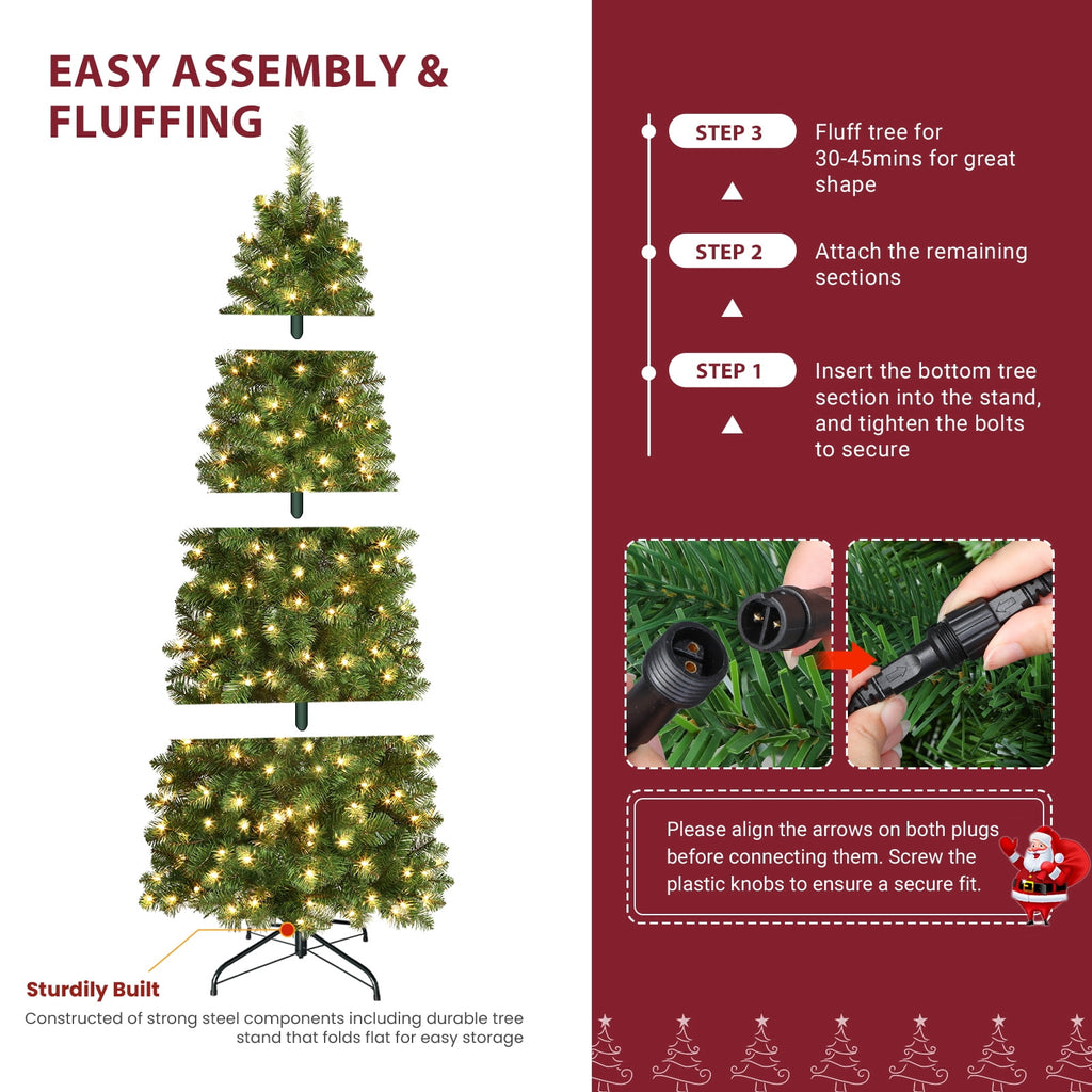 Lolsea 6.5ft Prelit Artificial Slim Pencil Christmas Tree w/ Warm White Lights, Full Branch Tips, Perfect Choice Decoration for Xmas Holiday