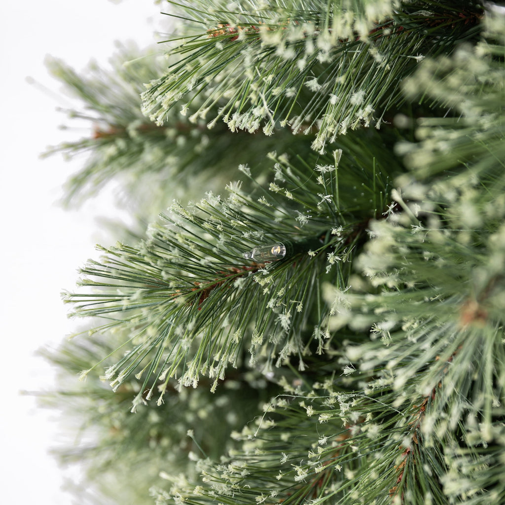 7' Pre-Lit Shelton Cashmere Pencil Fir Green Artificial Christmas Tree with 300 Warm White LED Lights and Stand, by Holiday Time